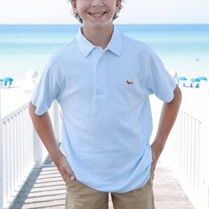 TBBC Boys Blue Stripe Youth Bud Pima Polo shirt